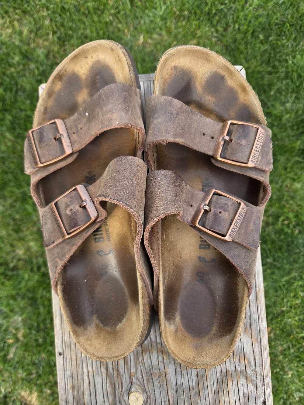 Men's Birkenstock Arizona Two-Strap Sandals in Brown Size 40